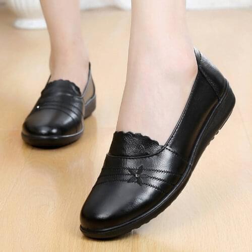 Comemore Genuine Leather Flats Ladies Loafers Big Size 41/42 Women Falts 2021 New Spring Female Casual Flats Soft Woman Shoes