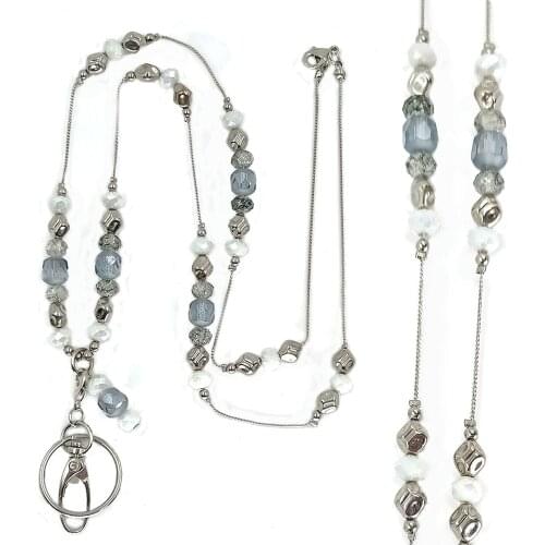 New Fashion Lanyard Necklace For Women Crystal Beads Key Holder Lanyards Women ID Card Badge Holder Nurse Accessories