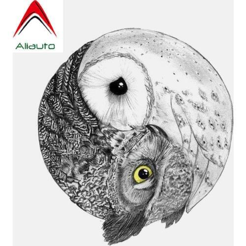 Aliauto Animal Car Sticker Lovely Owl Tai Chi Modeling Auto Accessories PVC Decal for Chevrolet Volkswagen Polo Golf,11cm*13cm