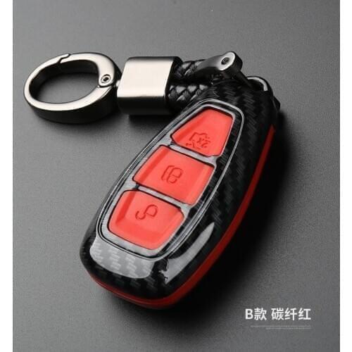 Carbon Fiber Car Styling Key Remote Key Fob Case Cover Keychain holder for Ford Fiesta Focus 3 4 MK3 MK4 Mondeo Ecosport Kuga Fo
