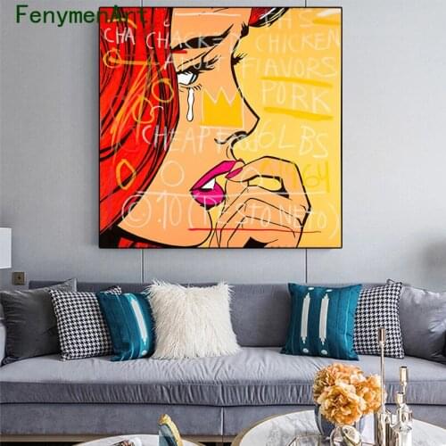 Sad Woman Decorative Painting Crying Girl Wall Posters And Prints Nordic Graffiti Art Canvas Pictures For Living Room Home Decor