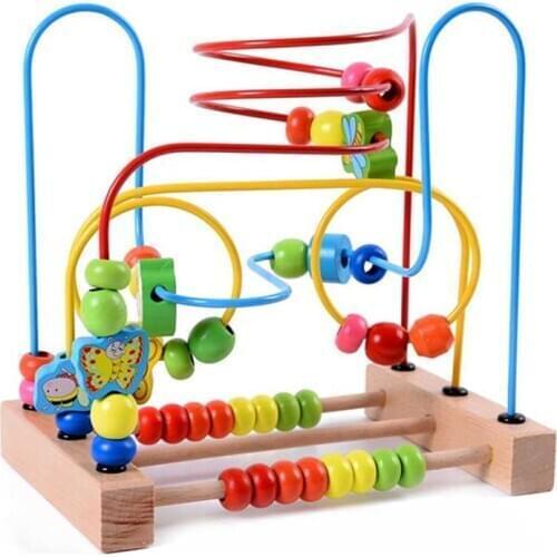 MWZ Wooden Baby Toddler Toys Circle First Bead Maze for Boys Girls