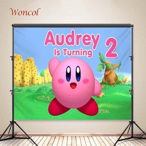 Woncol Kirbys Return To Dreamland Photo Backdrops Happy Birthday Photography Backgrounds Decorative Poster Banners Photo Studio