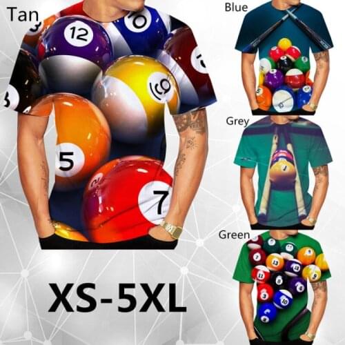 3D Printed T-shirt Billiard Ball Billiards Printed Mens and Womens Shirts Casual Shirts Fun T-shirts O-neck Tops XS-5XL