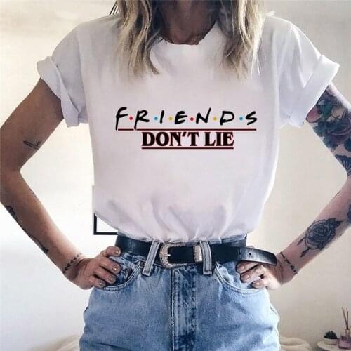 Womens T-shirt Friends TV Shows Printed T-shirts Graphics T-shirts Ullzang Harajuku T-shirts 90s Best Friends Top Tee