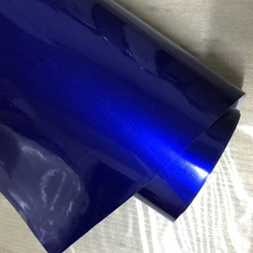 50x500cm Gloss Metallic Vinyl Film Blue Candy Glossy Car Wrap Foil With Air Bubble Free Shiny Vehicle Adhesive Car Sticker
