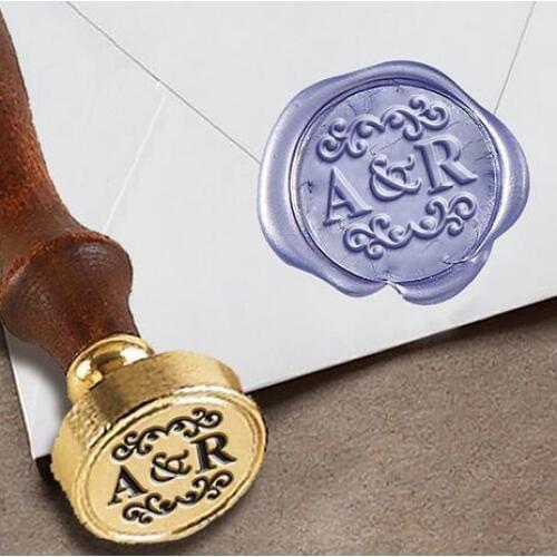 Personalized Monogram 2-Initial Custom Wax Seal Stamp 1" Die- #359 Times Roman Font Duogram with Scrolls