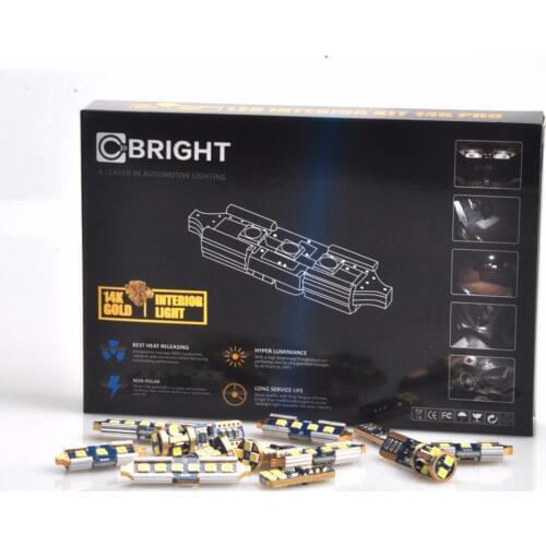 21pcs Xenon White Error Free 14K Gold LED Reading Map Light Interior Kit for 2005 - 2008 (B7) S4 Audi WITH Samsung 3030 LED