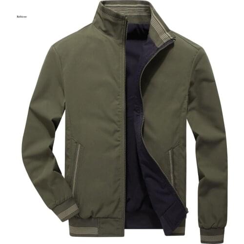 Mens 2021 Spring and Autumn New Jacket Stand-Up Collar Casual Korean Style Self-Cultivation Double-Faced Jacket