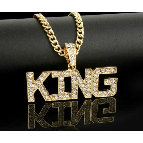 Mens Letter Crystal Necklace Punk Hip Hop Rock Full Rhinestone Digital Pendant Necklace Alloy Party Gift Jewelry New Girl