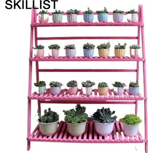 Plantenrekken Balkon Indoor Pot Suporte Flores Mueble Para Plantas Wood Rack Outdoor Stand Flower Stojak Na Kwiaty Plant Shelf