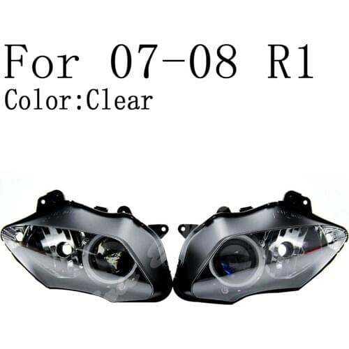 Motorcycle Front Headlight Lamp Assembly For Yamaha YZF-R1 2007 2008 Clear Lens