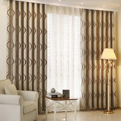 Thick Luxury Wavy Striped Kitchen Curtains for Living Room Bedroom Curtains Decoration Modern Blackout Curtains