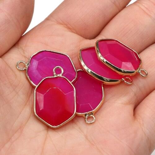 Natural Stone Faceted Pendant Synthetic Rhodochrosite Charms DIY Jewelry Making Necklace Accessories Gift for Women Size 17x24mm