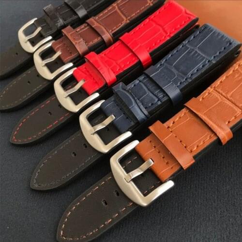 Bamboo Pattern Genuine Leather Watchband Soft Watch Strap 16mm 18mm 20mm 22mm Watch Band Brand Seiko Watch Accessories Wristband