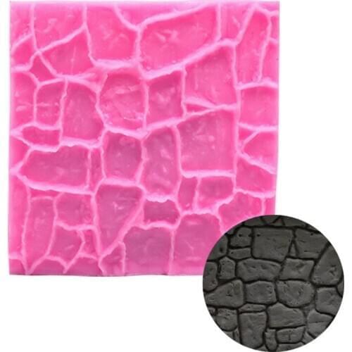 Silicone Cobble Stone Wall Line Cake Mold DIY Clay Mold Grain Shape Printing Texture Mat Sugarcraft Fondant Cake Decorating Tool