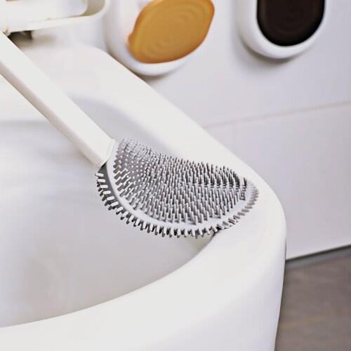 Silicone toilet brush wall-mounted household toilet no dead ends long handle toilet brush