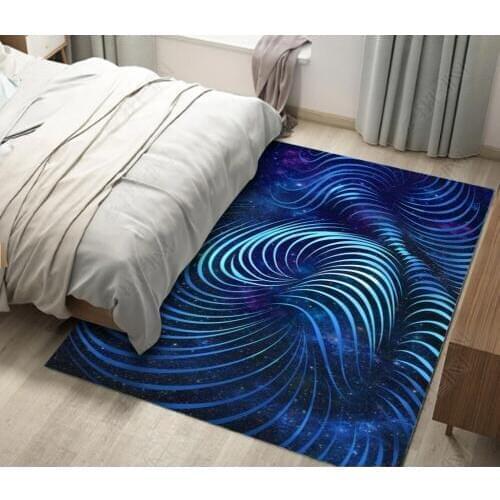 Modern minimalist blue spiral swirl line solid geometric floor 3d floor painting wallpaper