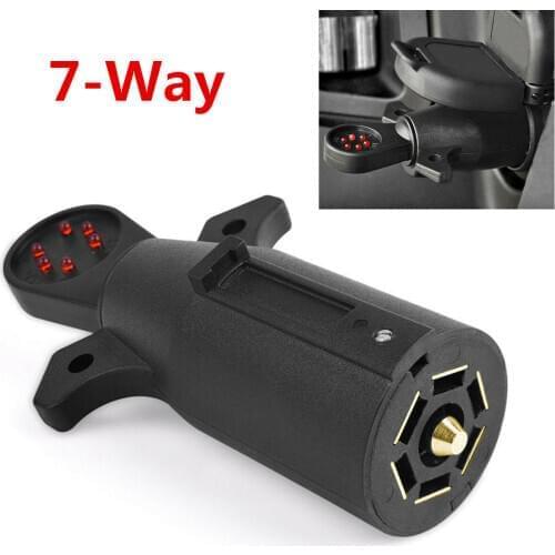 US RV Camper 7 Pin Connector Tester Trailer Truck 12V Black Turn Brake Light Circuit Signal Tester RV Plug Car Accessories