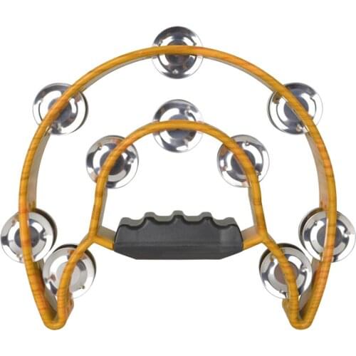 Grip Tambourine 20 Jingles - Brown, Great for Choirs - Percussion Ensembles - Birthday Parties