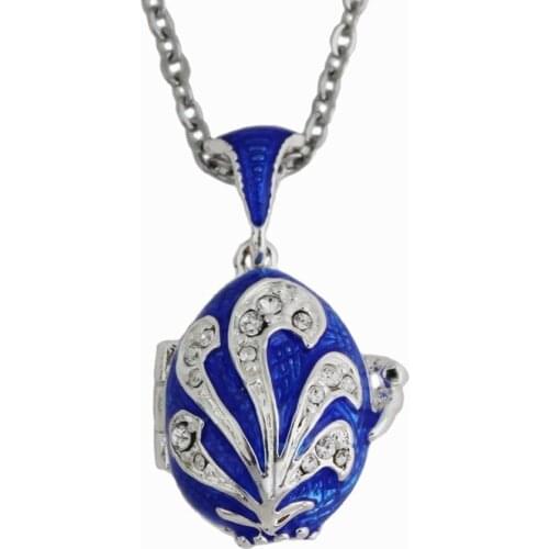 YAFFIL Brass Vintage Egg Pendant Enamel Handmade Jewelry Can Open Crystal Necklace Luxury Gift To Women Girls Angel Inside