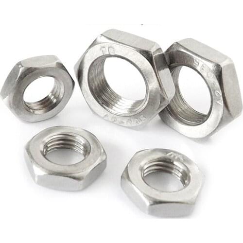 0.75 0.5 pitch fine teeth thin nut 304 stainless steel young buckle hexagonal flat screw cap M4M5 M6M8M10M12