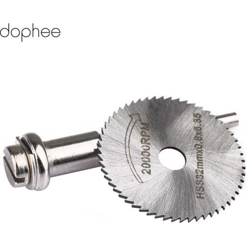 Dophee Rotary Tools Circular Saw Blade Cutter w/ Mandrel for ABS Wood Plastic Cutter Cutting Cut Off Wheel Disc Speed Steel 32MM