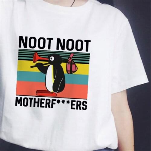 Women t shirt 2021 NOOT NOOT Funny Penguin Streetwear Harajuku Tee&Top Summer Fashion Funny Girls tee shirt femme