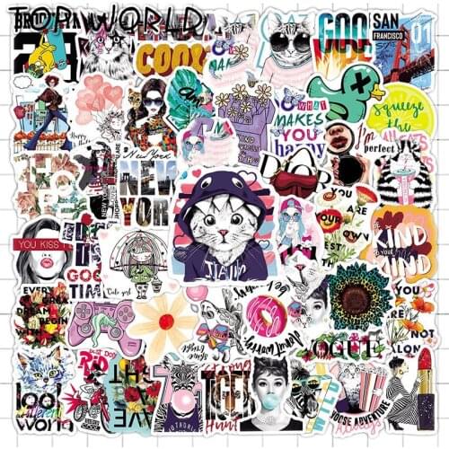 10/50Pcs/set Graffiti Cartoon Hip Hop Style Cool Gir Sticker Luggage For Laptop Suitcase Skateboard Fashion Decals Kiss Mised