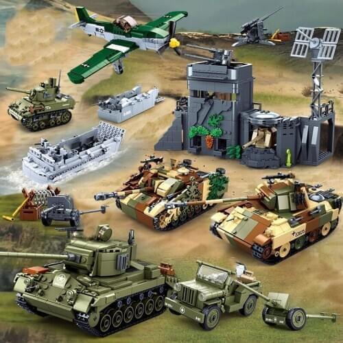 2021 World War 2 WW2 Army Military Soldier City Police SWAT Armored Vehicle Tank Model Building Blocks Bricks Kids Toys Gift