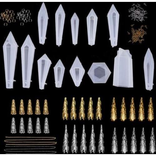 220pc/set Crystal Epoxy Resin Mold Pendulum Crystal Point Resin Silicone Molds epoxy resin molds for Earring/necklace Pendent