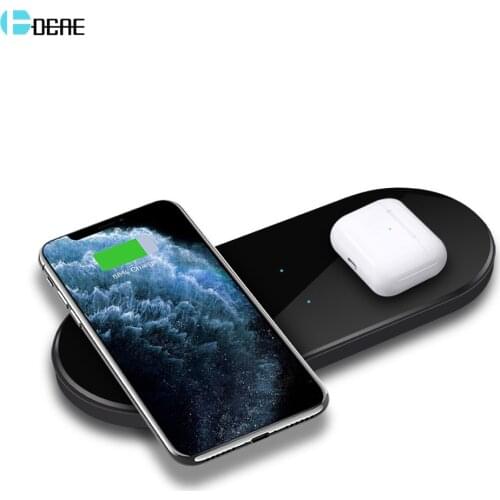20W Dual Wireless Charger Pad For iPhone 12 11 XS XR 8 Samsung S21 S20 S10 2 in 1 Qi Fast Charging Station Dock for Airpods Pro
