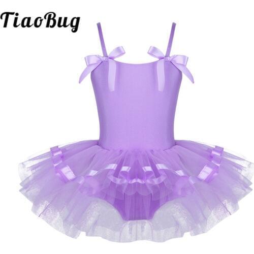 TiaoBug Cute Child Ballet Tutu Dance Leotard Dress Girls Spaghetti Straps Gymnastics Leotard Kids Princess Stage Dance Costume