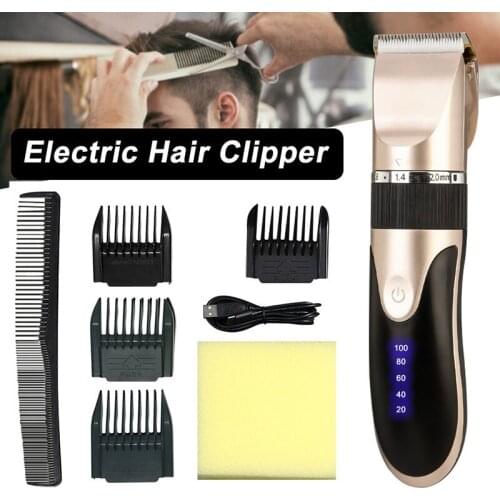 Electric Hair Clipper For Men Barber Beard Trimmer Ceramic Blade Rechargeable Hair Cutting Machine Low Noise Cutter Razor Shaver