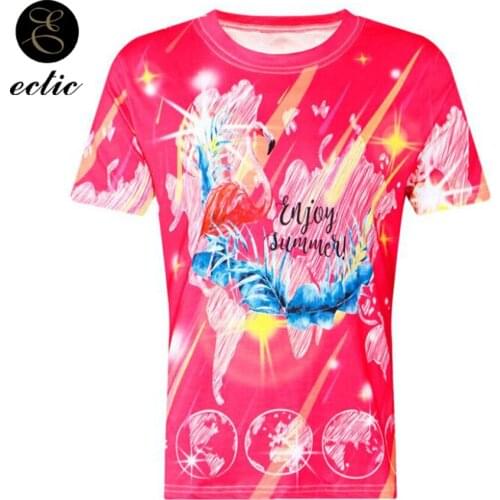 Flamingo Clothing Vetement Femme 2021 Enjoy Summer New Letter Print Female Shirt Dames Tie Dye Tshirts Women Harajuku Red Tshirt