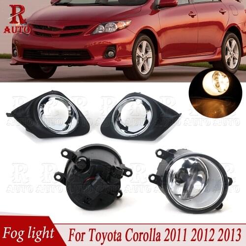R-AUTO Fog Light For Toyota Corolla 2011-2013 Headlight Fog Lamps Switch Grille Cover Halogen LED Foglights Frame Headlights
