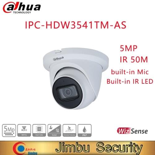 Dahua 5MP IR Fixed focal Eyeball WizSense Network Camera IPC-HDW3541TM-AS built-in Mic home security camera system ip camera poe