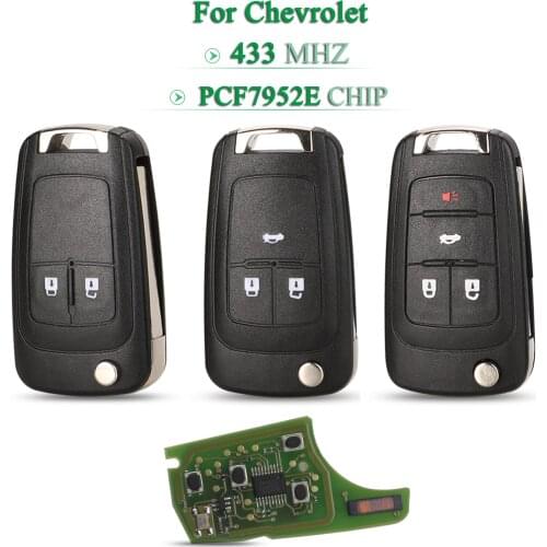 Bilchave 3/4 Buttons 433Mhz ID46 PCF7937E Chip Remote Car Key With HU100 Blade For Chevrolet Malibu Cruze Aveo Spark Orlando