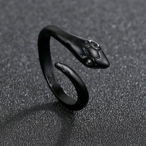 Rings for Men Women Punk Goth Snake Ring Exaggerated Spirit Black Plated Gothic Adjustable Party Gift Jewelry Mujer Bijoux
