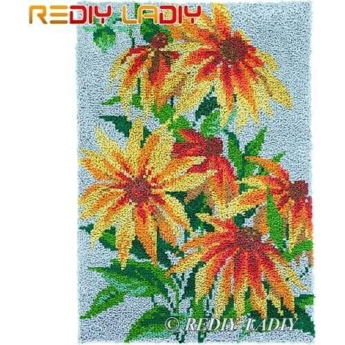 Latch Hook Rug Yellow Follows Plush Tapestry Kit Crochet Cushion Mat DIY Carpet Rug Needlepoint Thick Yarn Arts & Crafts 60*87cm