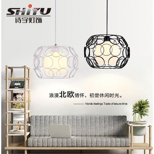 Creative personality Modern minimalist living room wrought iron chandelier aisle Nordic retro bar single head chandelier