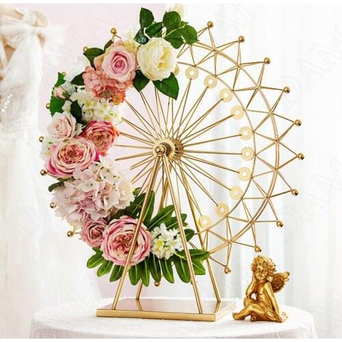 Creative Metal Decorations Wedding Center Romantic Ferris Wheel DIY Artificial Flower Organizer Home Decoration Modern Ornaments