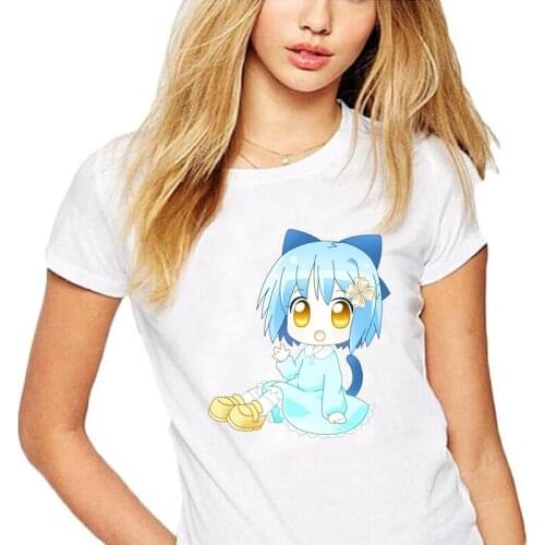 Summer Short-sleeved Cotton T-shirt Ladies Plus Size Cartoon Harajuku Tops Tshirts Ladies Casual O-neck Tops Tees