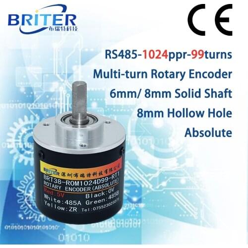 Multi-turn Megnetic Absolute Rotary Encoder RS485 1024ppr 99turns Angle Measurement power off memory 5V 24V BriterEncoder