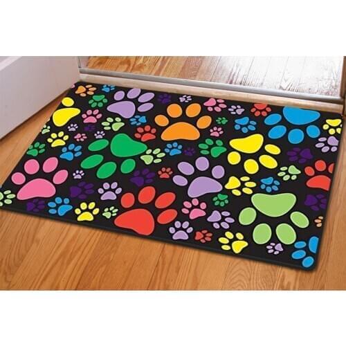 Cartoon Dog Paw Print Carpets Doormats Rugs For Home Bathroom Living Room Entrance Door Floor Kitchen Bedroom Hallway Non-Slip