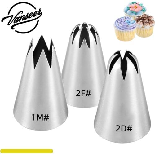 3pcs Lagre Pastry Nozzles Baking Tools Set Stainless Steel Seamless Piping Tips Cupcake Cake Cookies Decorating Bakeware Sets