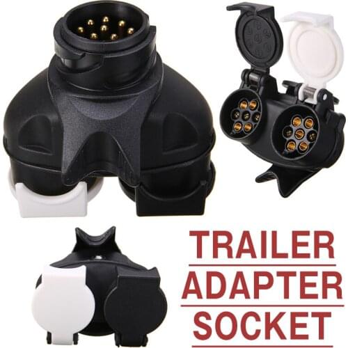 New Durable 1Pc 13P To 7P Trailer Board Extension Adaptor Socket Plug Caravan Towing Auxiliary Charging Circuit Connector