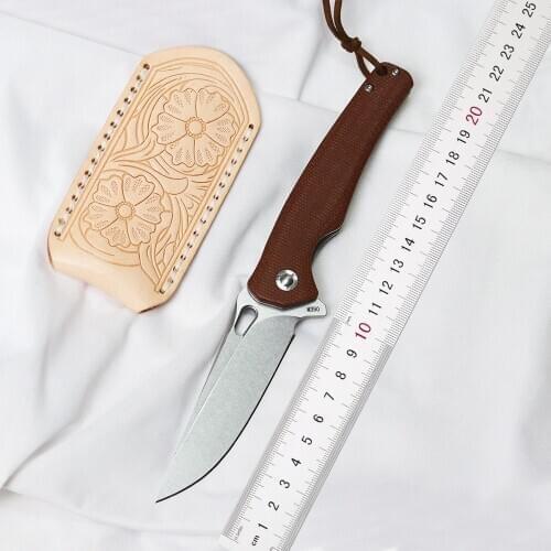 New high quality folding knife, M390 blade, linen handle, ball bearing camping and survival pocket rescue kitchen knife EDC tool