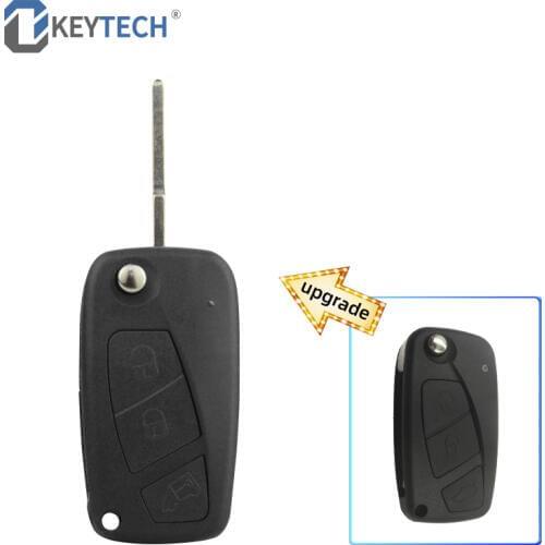 OkeyTech Replacement Flip Folding Remote Car Key Shell for Fiat 500 Panda Idea Punto Stilo Ducato 3 Buttons Uncut Blank Blade