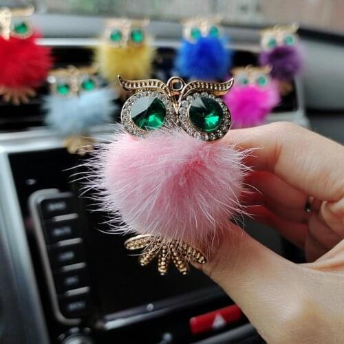 Crystal Owl Car Air Freshener Diamond Villus Owl Car Perfume Air Vent Clip Auto Accessories Interior Woman Aromatherapy Ornament